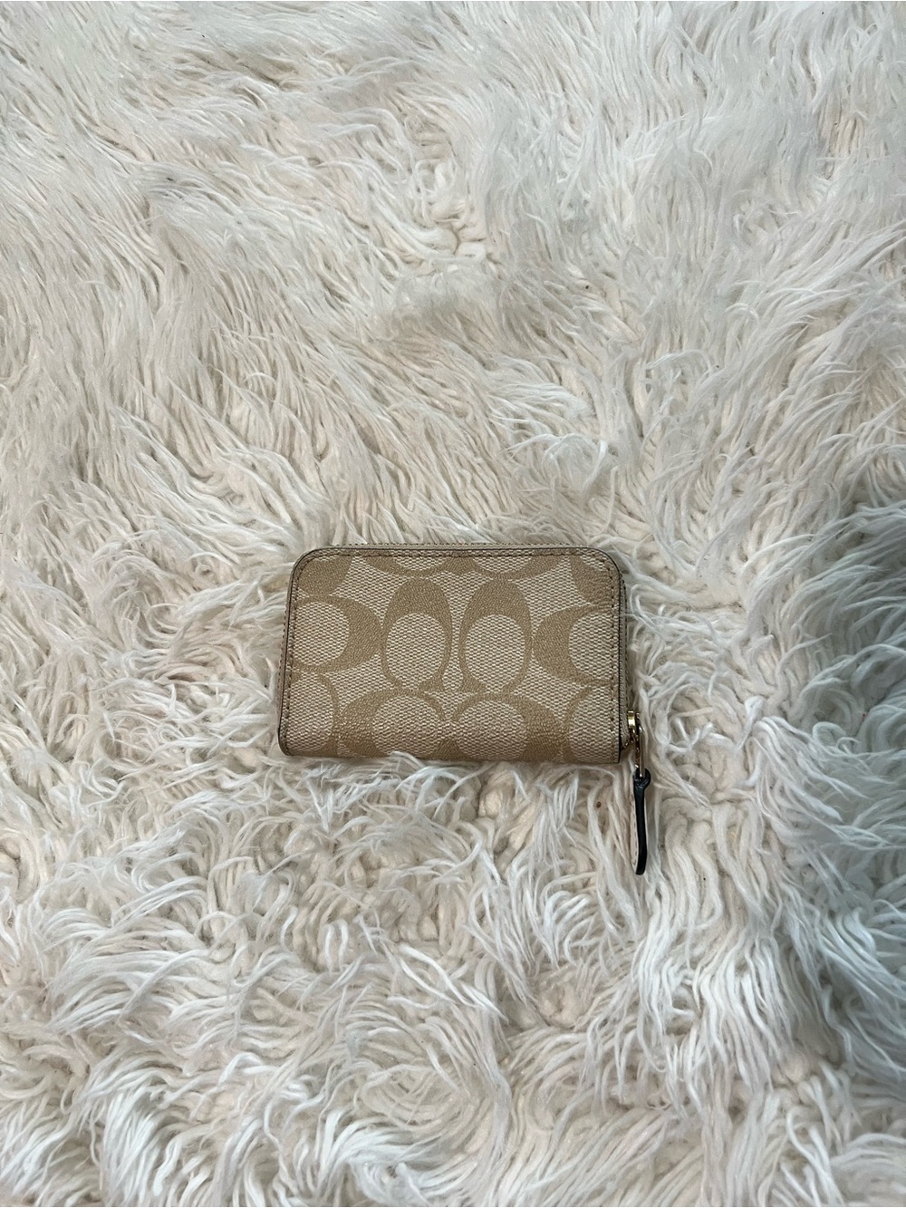 Coach Signature Small Zip Wallet in Beige and Tan